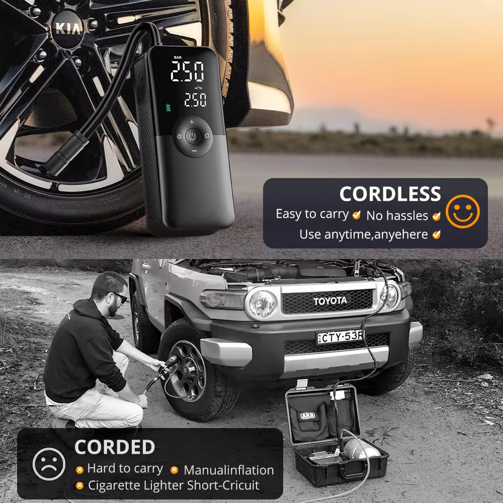 Ultimate Rechargeable Digital Tire Inflator – Efficient Cordless Air Pump for Cars, Bicycles & Sports Balls!