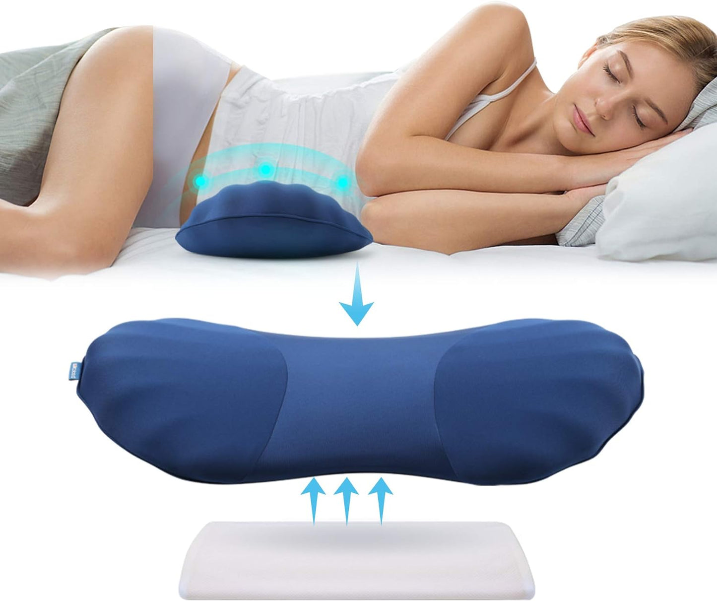 Adjustable Memory Foam Lumbar Support Pillow - Ergonomic Back Pain Relief for Sleeping, Bed, and Chair Comfort