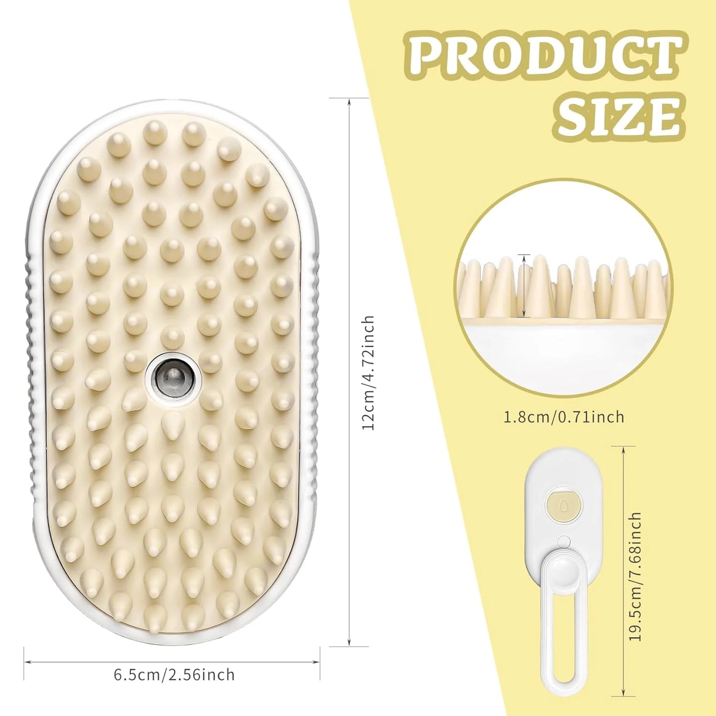 Steam & Spray Pet Grooming Brush – De-shedding Comb with Built-in Water Spray for Cats & Dogs (White)