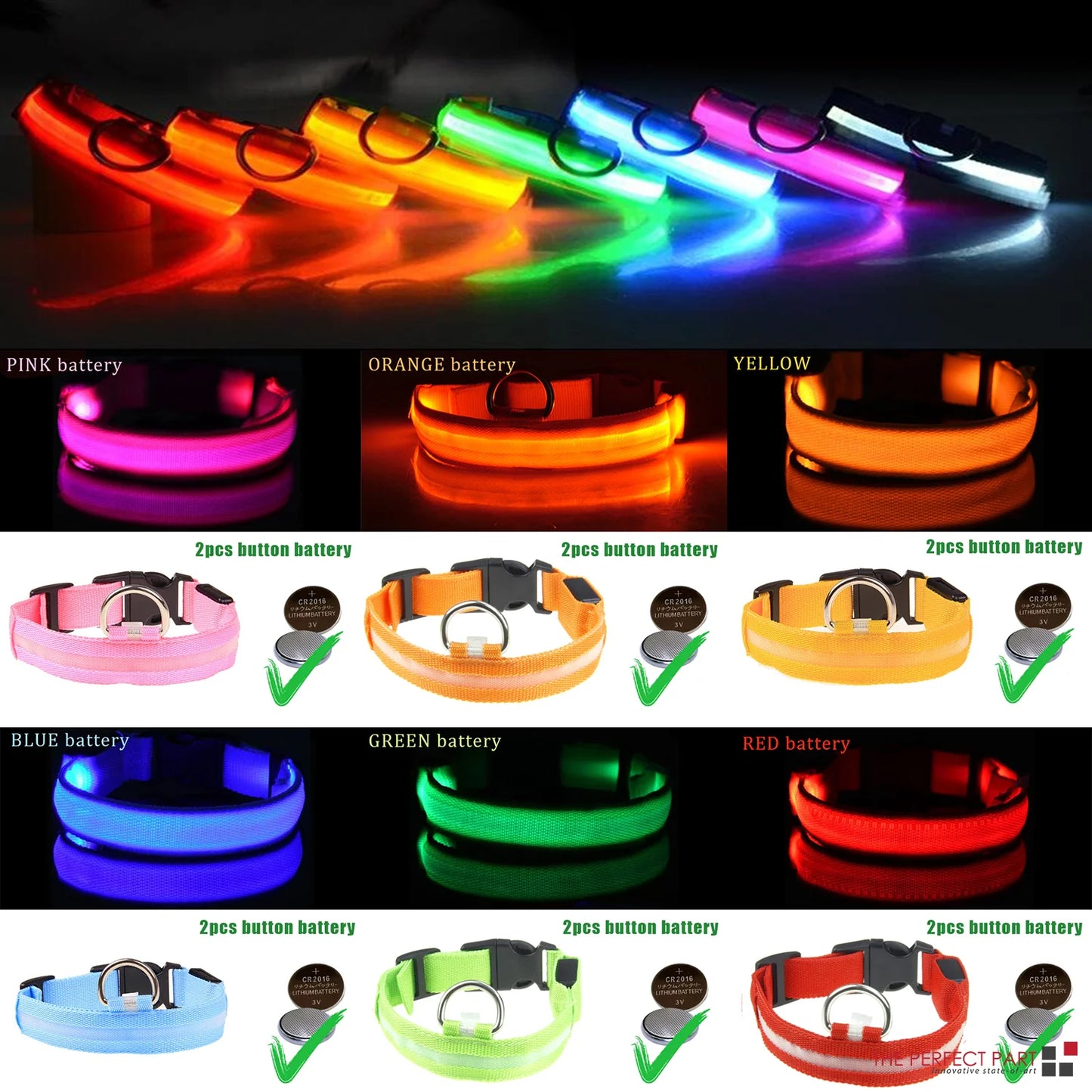 LED Light-Up Dog Collar – Waterproof, Adjustable & USB Rechargeable for Night Safety