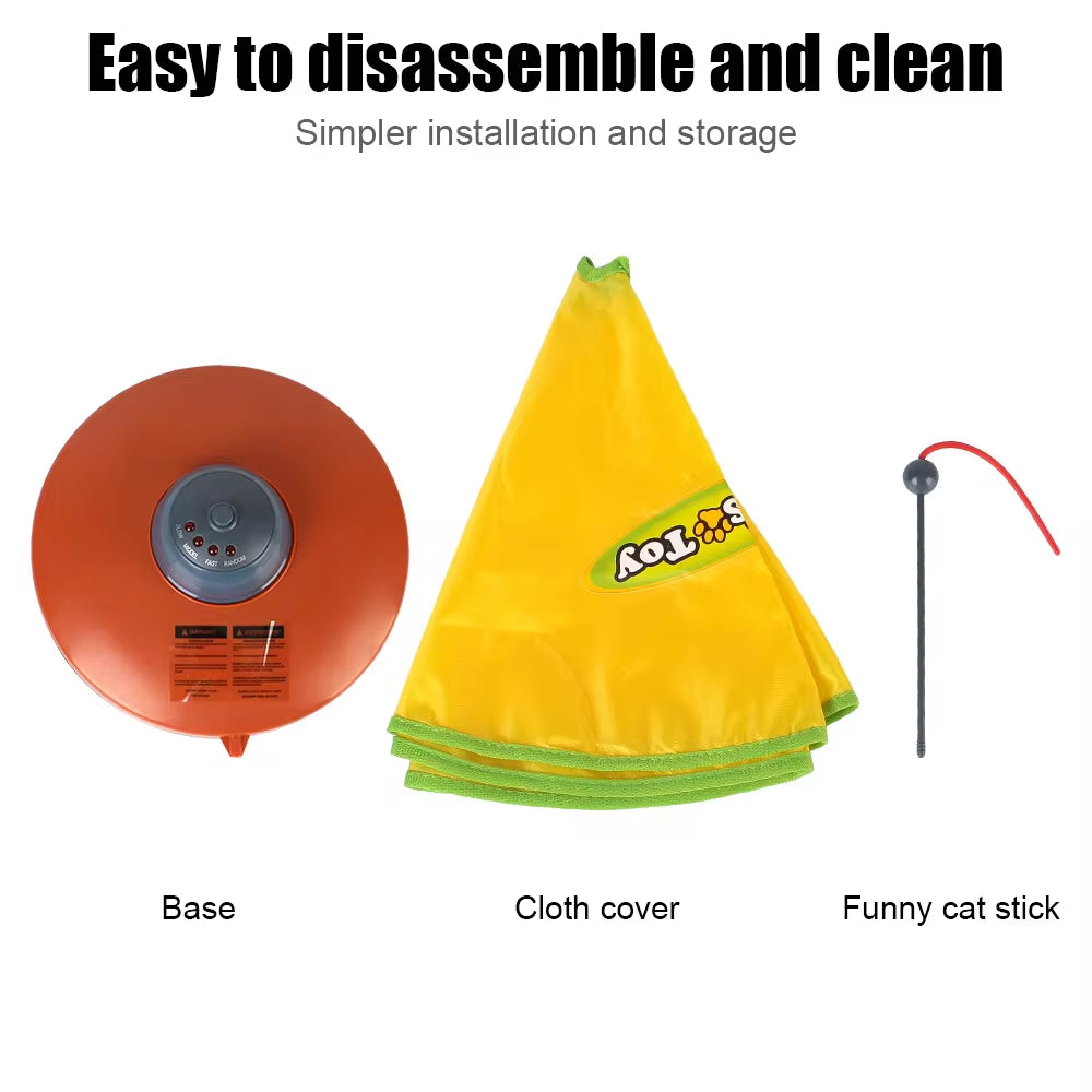 Undercover Motion Cat Toy – 4-Speed Automatic Feather Teaser with Moving Fabric Plate