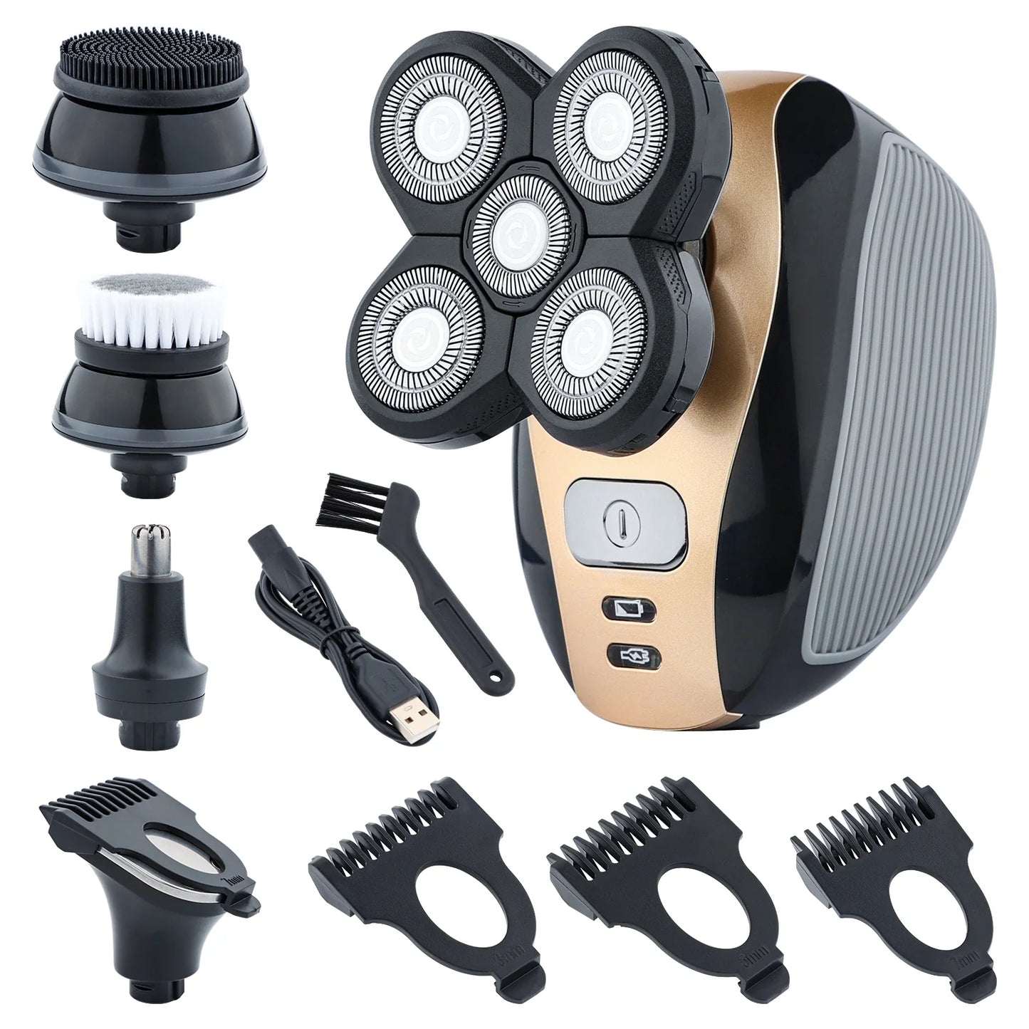PureTrim – 5-in-1 Electric Shaver for Head, Face, Beard & Body | Full-Body Grooming Made Easy (4D Rotary, Rechargeable)