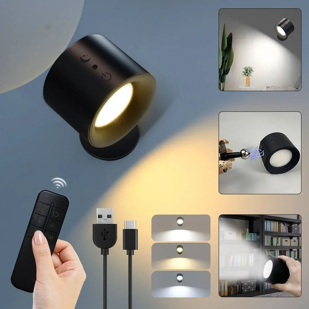 InfinityGlow™ Modern LED Wall Lamp | Touch Control, 360° Rotatable, 3-Color Modes