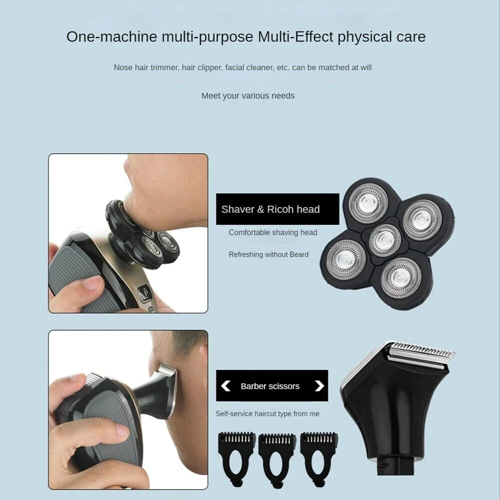 PureTrim – 5-in-1 Electric Shaver for Head, Face, Beard & Body | Full-Body Grooming Made Easy (4D Rotary, Rechargeable)