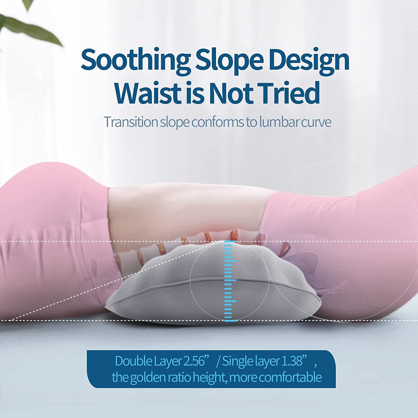 Adjustable Memory Foam Lumbar Support Pillow - Ergonomic Back Pain Relief for Sleeping, Bed, and Chair Comfort