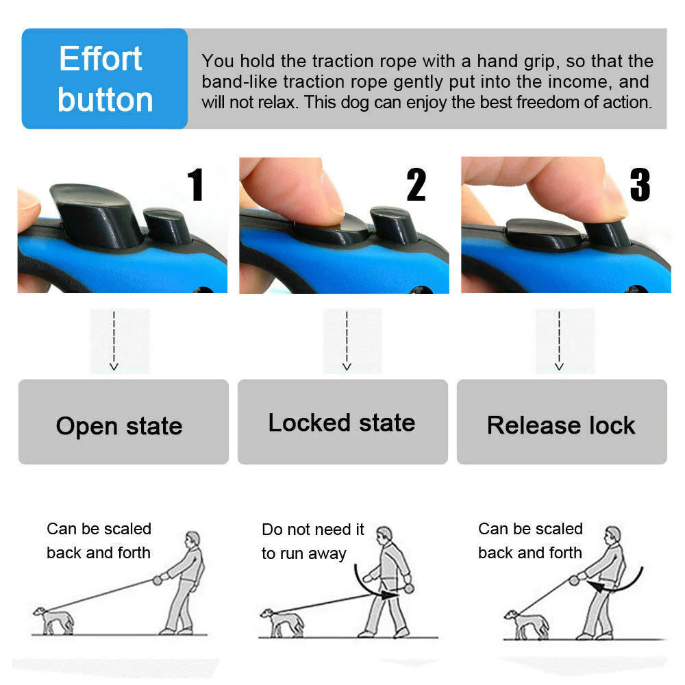 16.5FT Retractable Dog Leash – Tangle-Free, One-Hand Brake, Heavy-Duty Walking Lead for All Breeds