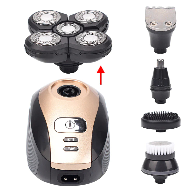 PureTrim – 5-in-1 Electric Shaver for Head, Face, Beard & Body | Full-Body Grooming Made Easy (4D Rotary, Rechargeable)