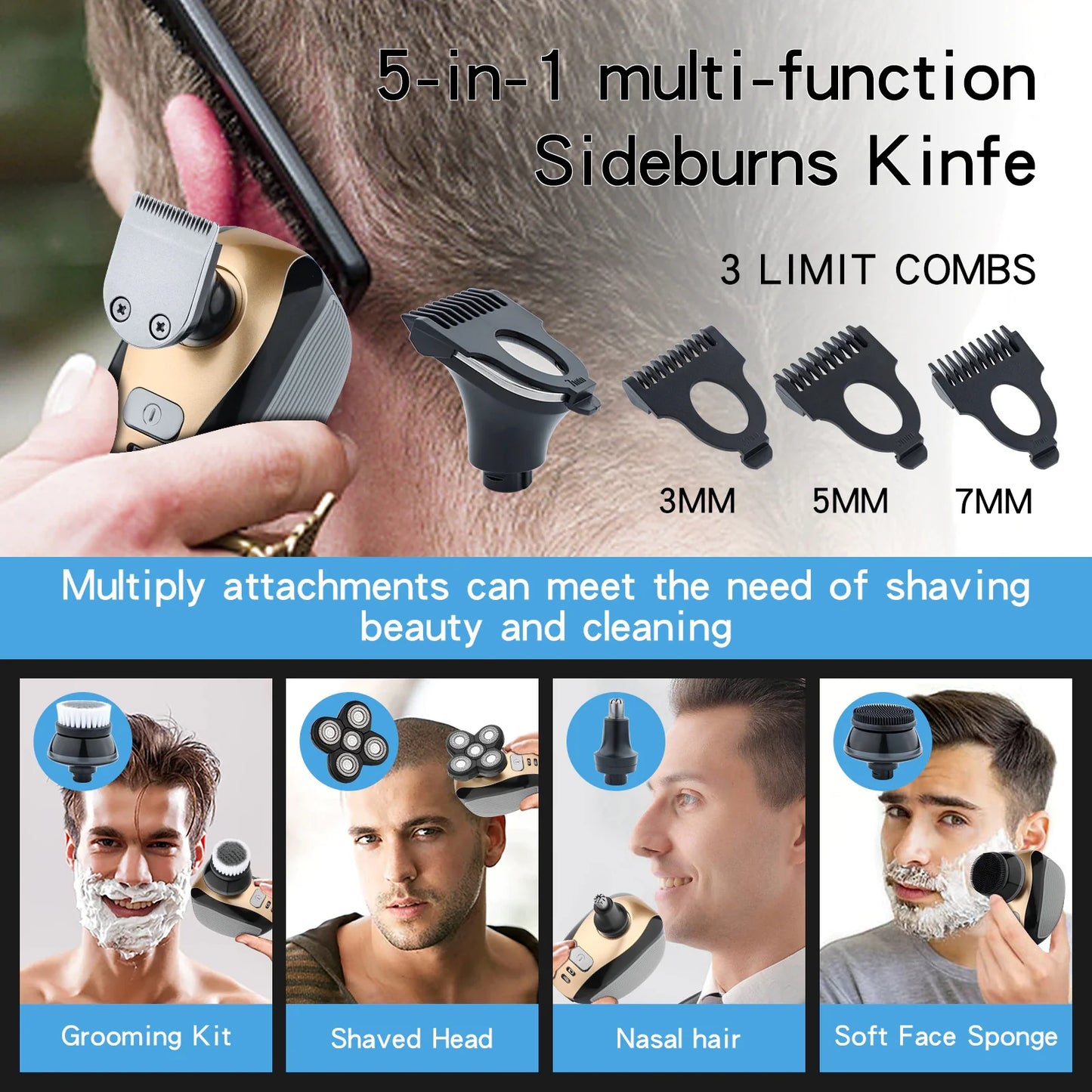PureTrim – 5-in-1 Electric Shaver for Head, Face, Beard & Body | Full-Body Grooming Made Easy (4D Rotary, Rechargeable)