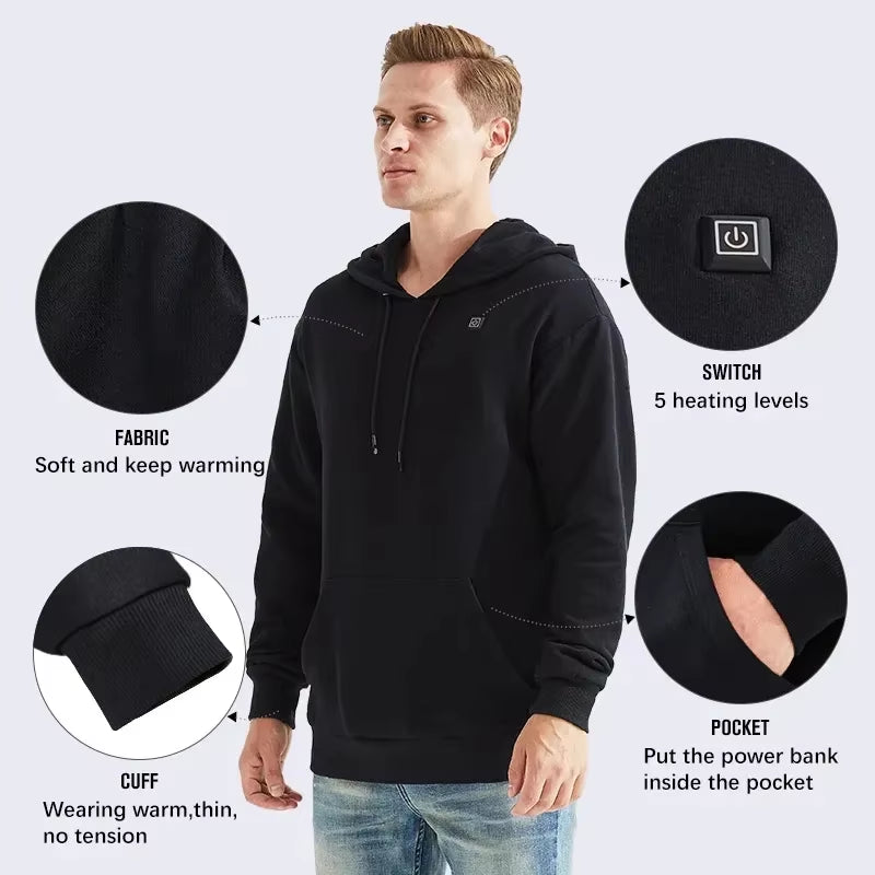 USB Heating Women's Hoodie - Vintage Gothic Long Sleeve Streetwear for Comfort and Style