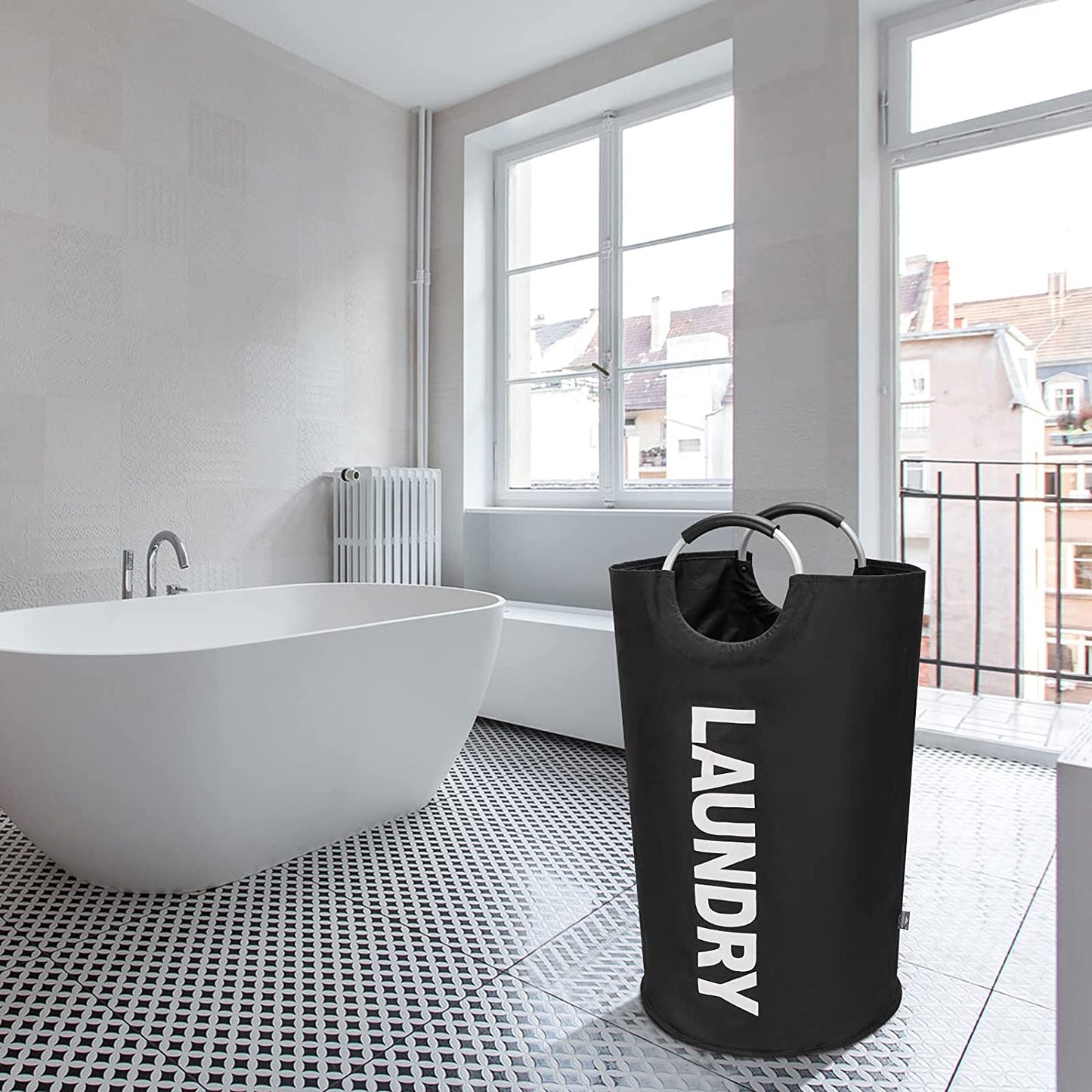 90L Sleek Collapsible Laundry Basket - Tall Freestanding Hamper, Space-Saving Foldable Washing Bin