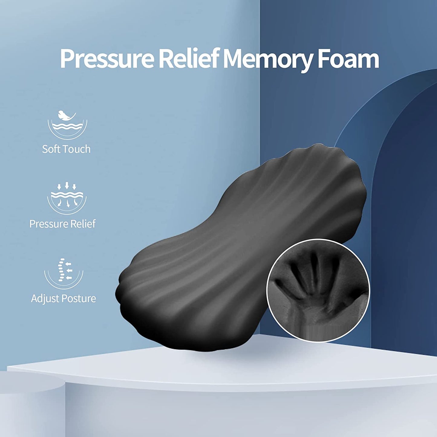 Adjustable Memory Foam Lumbar Support Pillow - Ergonomic Back Pain Relief for Sleeping, Bed, and Chair Comfort