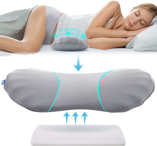 Adjustable Memory Foam Lumbar Support Pillow - Ergonomic Back Pain Relief for Sleeping, Bed, and Chair Comfort