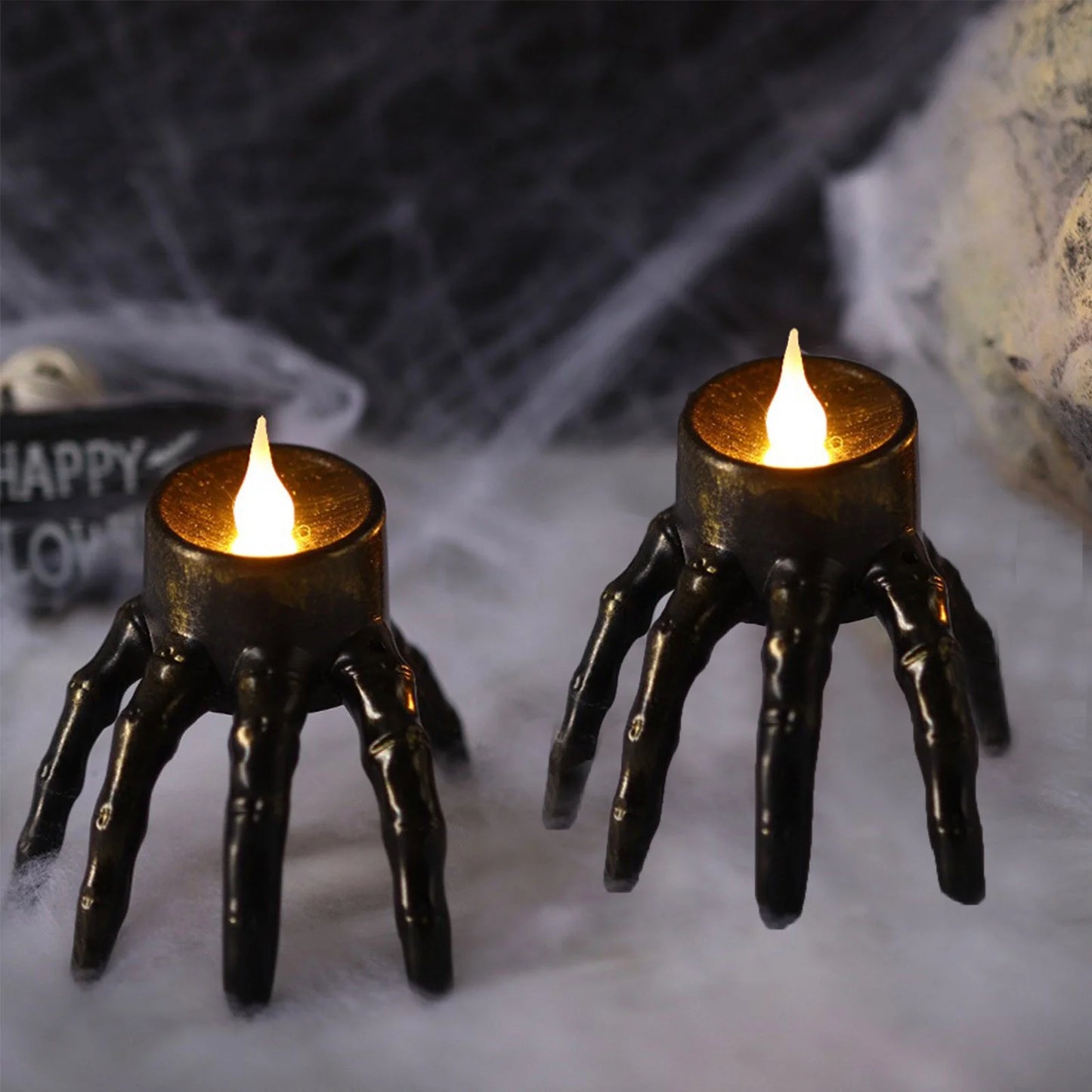 Spooky Skeleton Hand Flameless Candle Lamp - Perfect Halloween Decoration for Indoor and Outdoor Fun!