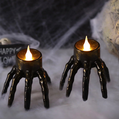 Spooky Skeleton Hand Flameless Candle Lamp - Perfect Halloween Decoration for Indoor and Outdoor Fun!