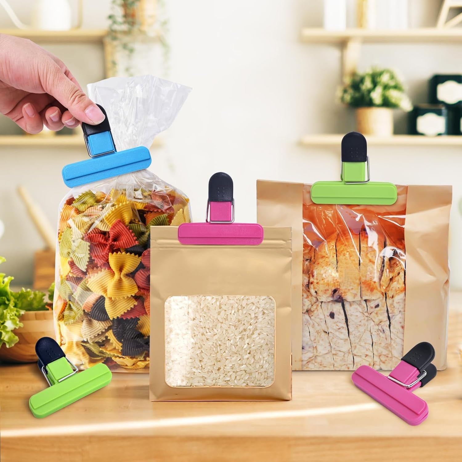 9-Pack Assorted Large Chip Bag Clips - Heavy-Duty Plastic Food Storage Seal Grips