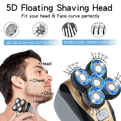 PureTrim – 5-in-1 Electric Shaver for Head, Face, Beard & Body | Full-Body Grooming Made Easy (4D Rotary, Rechargeable)
