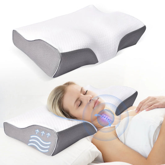 Adjustable Memory Foam Cervical Pillow (23.6"x13.3"x4.3") - Ergonomic Contour Support for Side, Back, and Stomach Sleepers