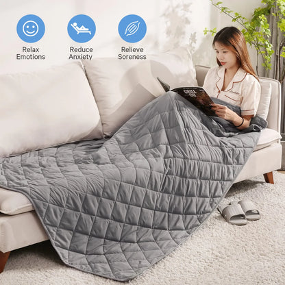 15lb Twin-Size Cooling Weighted Blanket (48"x72") - Breathable, Cozy Comfort for Restful Sleep, Gray