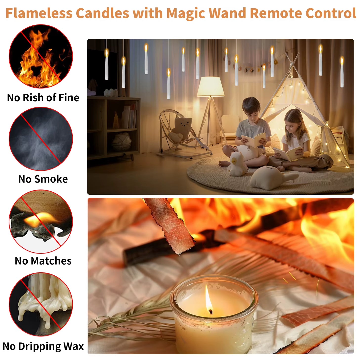 Elevate Your Decor with 12PC LED Floating Candles - Flameless, Flickering Magic Wand Timer for Weddings and Holidays!