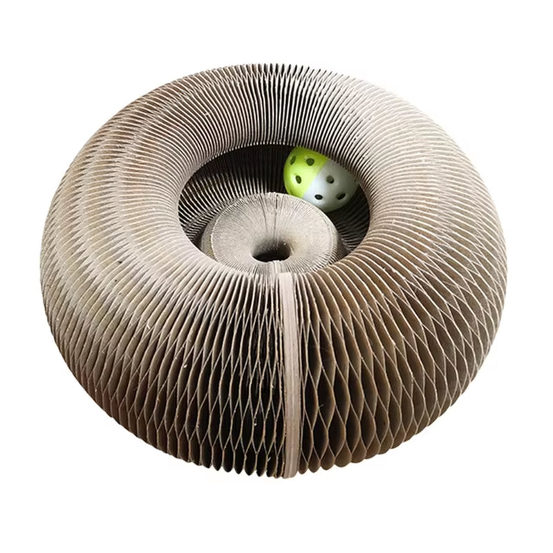 Magic Cat Scratcher Toy – 2-in-1 Corrugated Round Scratch Board & Interactive Play Station