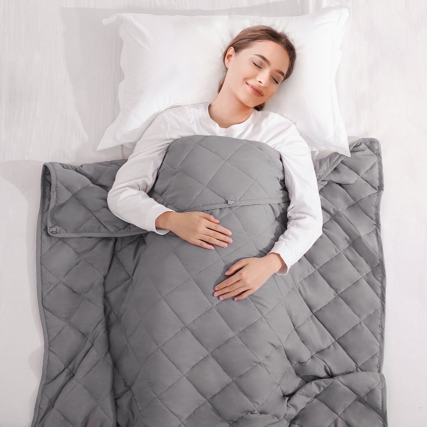 15lb Twin-Size Cooling Weighted Blanket (48"x72") - Breathable, Cozy Comfort for Restful Sleep, Gray