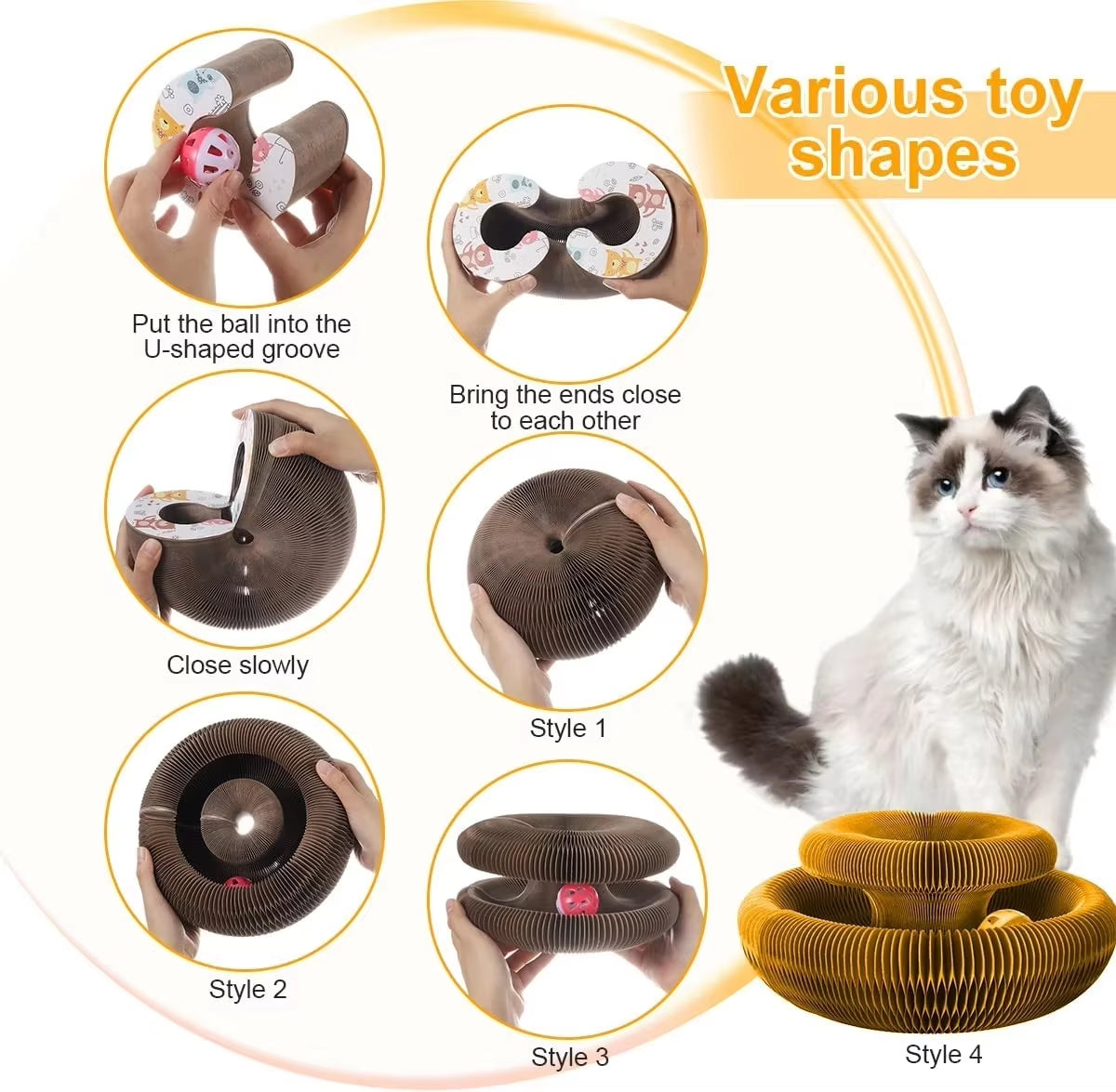 Magic Cat Scratcher Toy – 2-in-1 Corrugated Round Scratch Board & Interactive Play Station
