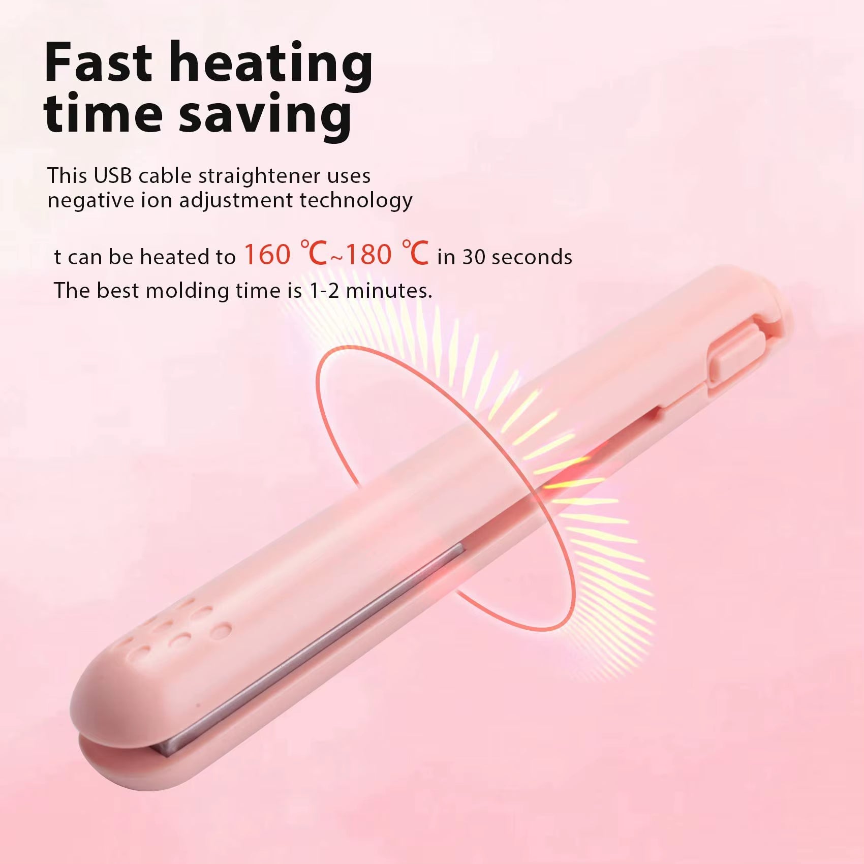 Travel-Ready Dual-Use USB Mini Hair Straightener Brush - Curl and Style Your Bangs Effortlessly!