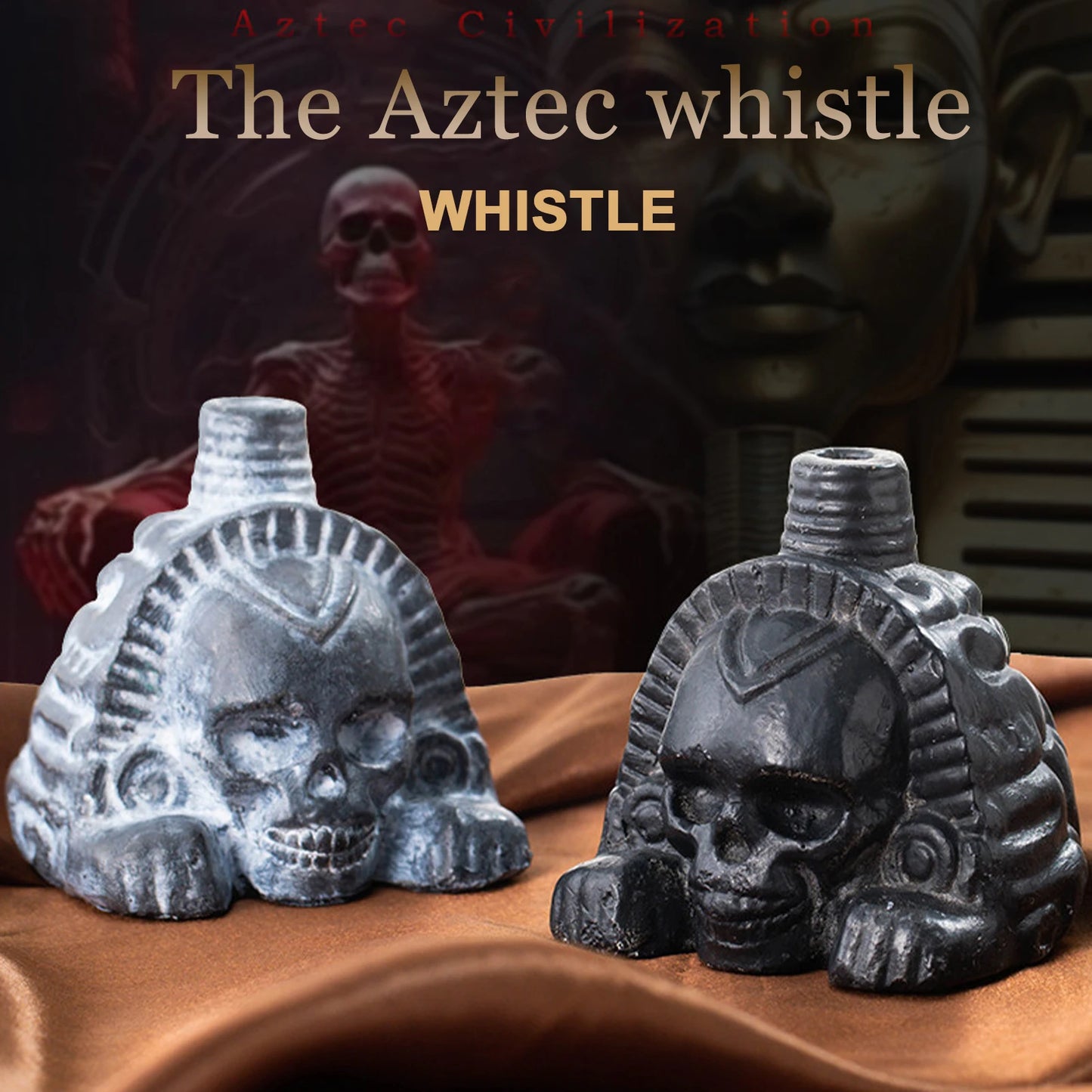 Authentic Aztec Skull Head Whistle - Experience Realistic Human Screams with this Unique Death Whistle Toy