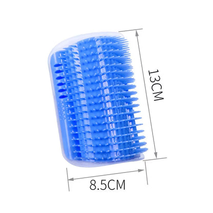 Corner Cat Grooming Brush with Catnip – Self-Massager & Hair Remover for Wall or Table Corners