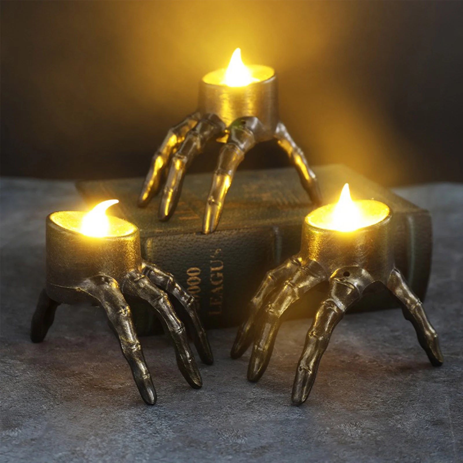 Spooky Skeleton Hand Flameless Candle Lamp - Perfect Halloween Decoration for Indoor and Outdoor Fun!