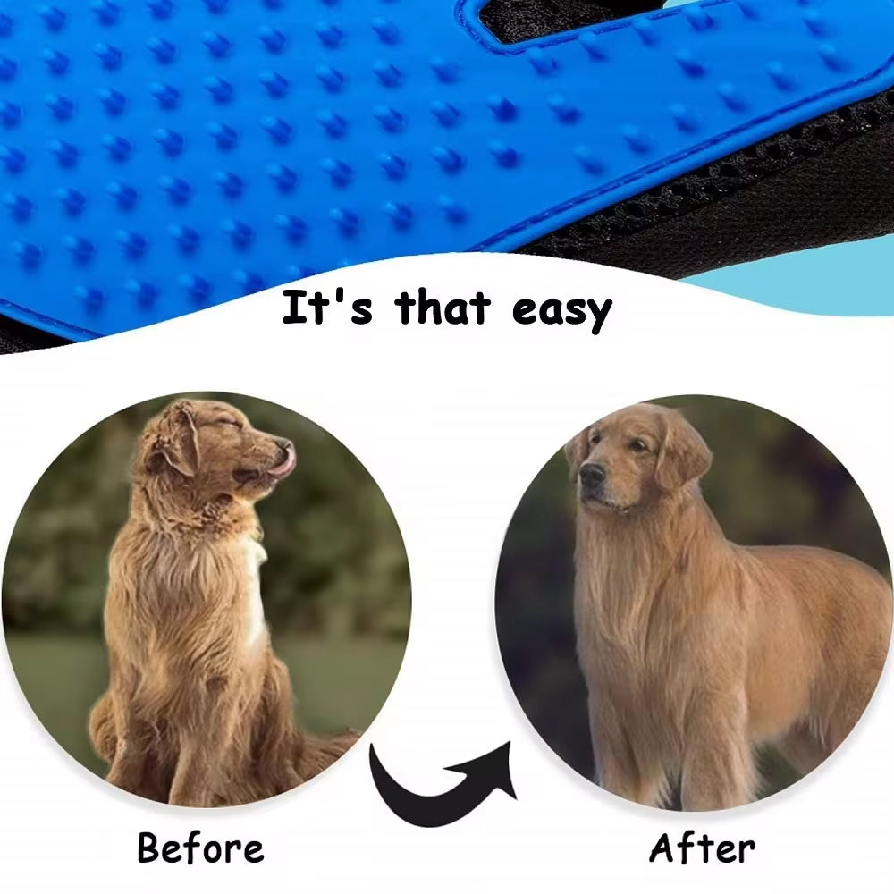 Silicone Pet Bath & Grooming Glove – Soft Rubber Brush for Shedding, Massaging & Cleaning Dogs & Cats