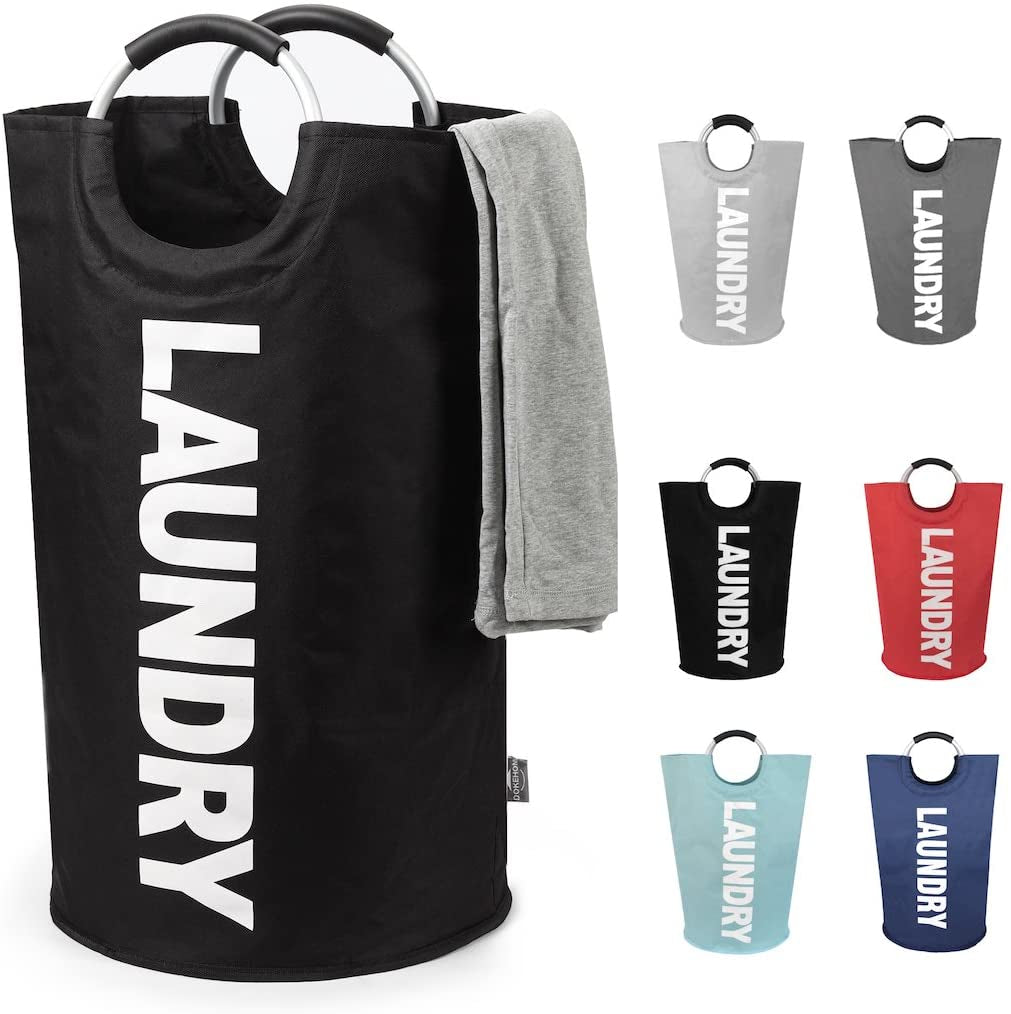 90L Sleek Collapsible Laundry Basket - Tall Freestanding Hamper, Space-Saving Foldable Washing Bin