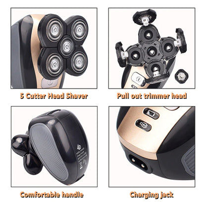 PureTrim – 5-in-1 Electric Shaver for Head, Face, Beard & Body | Full-Body Grooming Made Easy (4D Rotary, Rechargeable)