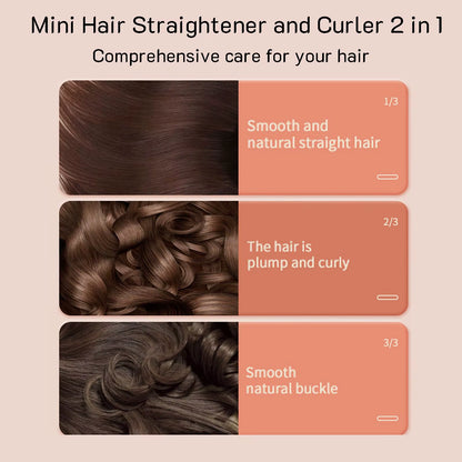 Travel-Ready Dual-Use USB Mini Hair Straightener Brush - Curl and Style Your Bangs Effortlessly!