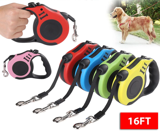 16.5FT Retractable Dog Leash – Tangle-Free, One-Hand Brake, Heavy-Duty Walking Lead for All Breeds