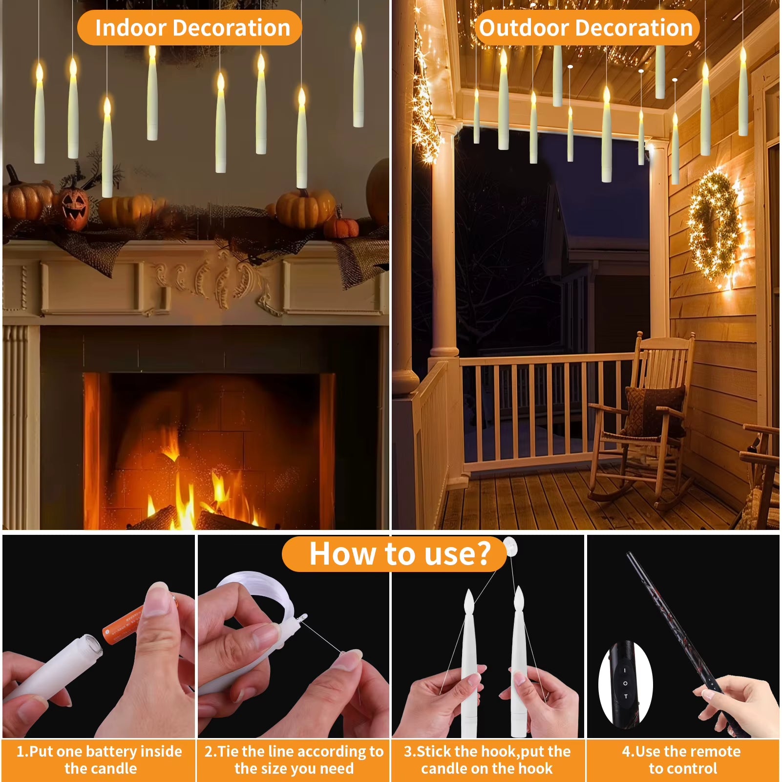 Elevate Your Decor with 12PC LED Floating Candles - Flameless, Flickering Magic Wand Timer for Weddings and Holidays!