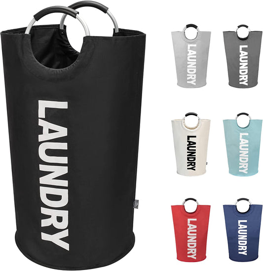90L Sleek Collapsible Laundry Basket - Tall Freestanding Hamper, Space-Saving Foldable Washing Bin