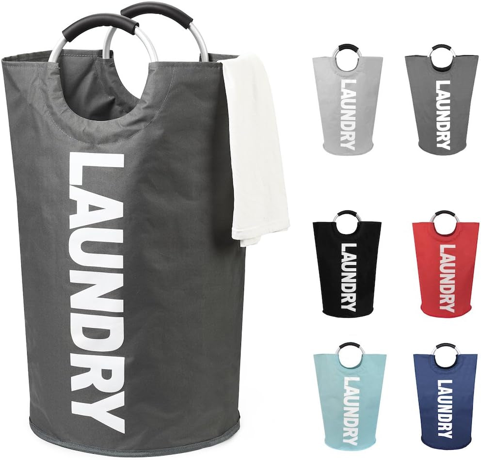 90L Sleek Collapsible Laundry Basket - Tall Freestanding Hamper, Space-Saving Foldable Washing Bin