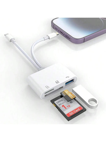 5-in-1 SD Card Reader & Adapter – Lightning/USB-C to USB 3.0 + SD/TF for iPhone, iPad, MacBook, Android & More