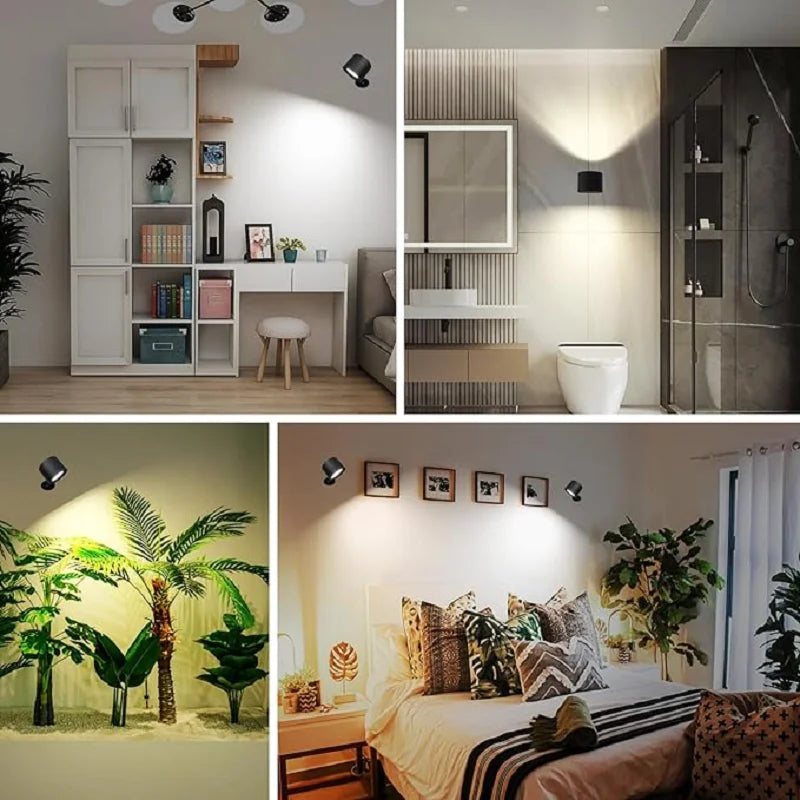 Contemporary LED Wall Sconces with Touch Control - Double Head, 360° Rotatable, Wireless Night Lights in 3 Color Temperatures for Bedroom and Indoor Use