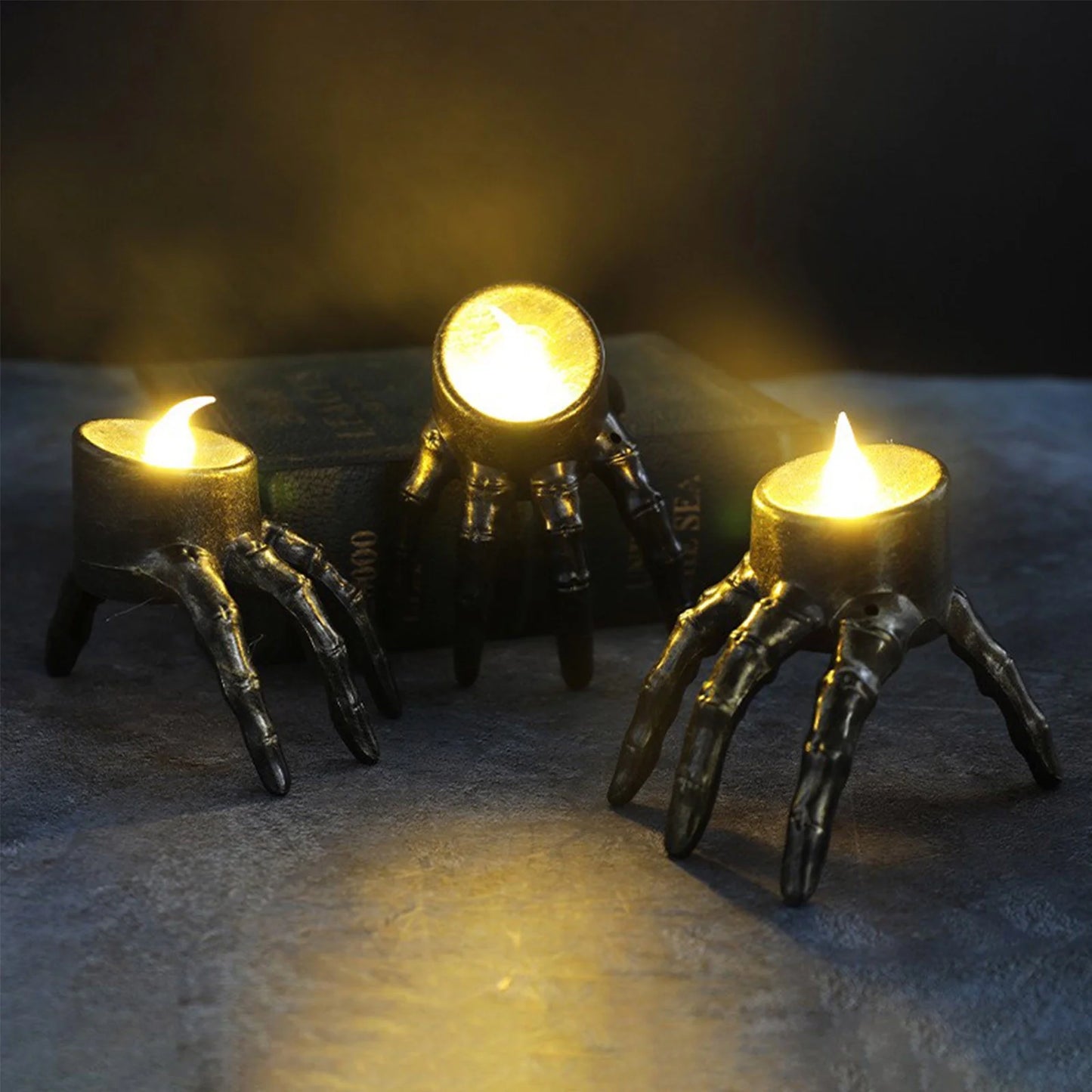 Spooky Skeleton Hand Flameless Candle Lamp - Perfect Halloween Decoration for Indoor and Outdoor Fun!