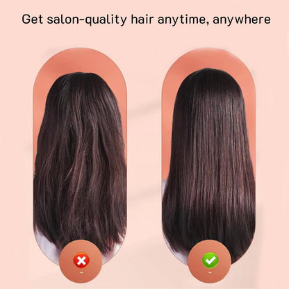 Travel-Ready Dual-Use USB Mini Hair Straightener Brush - Curl and Style Your Bangs Effortlessly!