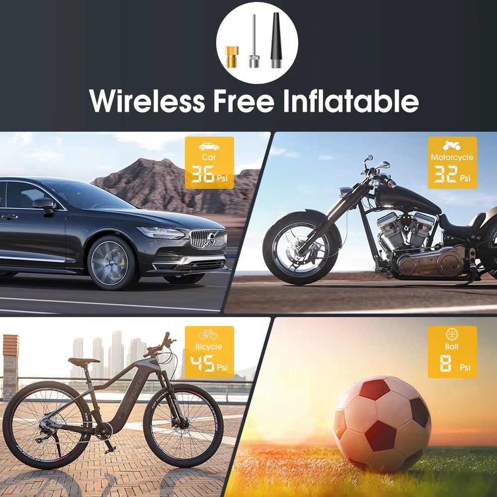 Ultimate Rechargeable Digital Tire Inflator – Efficient Cordless Air Pump for Cars, Bicycles & Sports Balls!