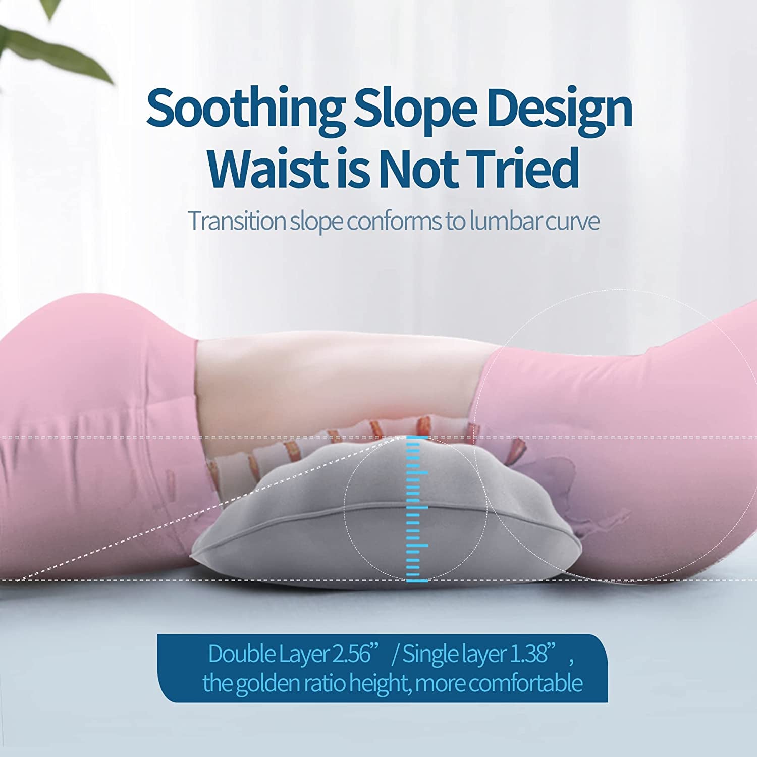 Adjustable Memory Foam Lumbar Support Pillow - Ergonomic Back Pain Relief for Sleeping, Bed, and Chair Comfort