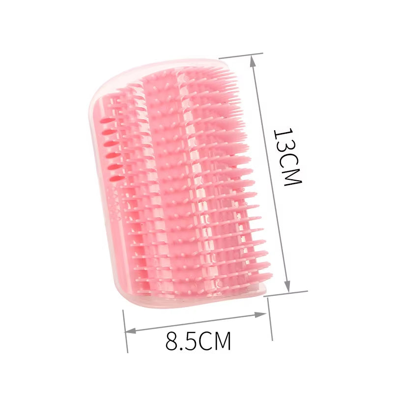 Corner Cat Grooming Brush with Catnip – Self-Massager & Hair Remover for Wall or Table Corners