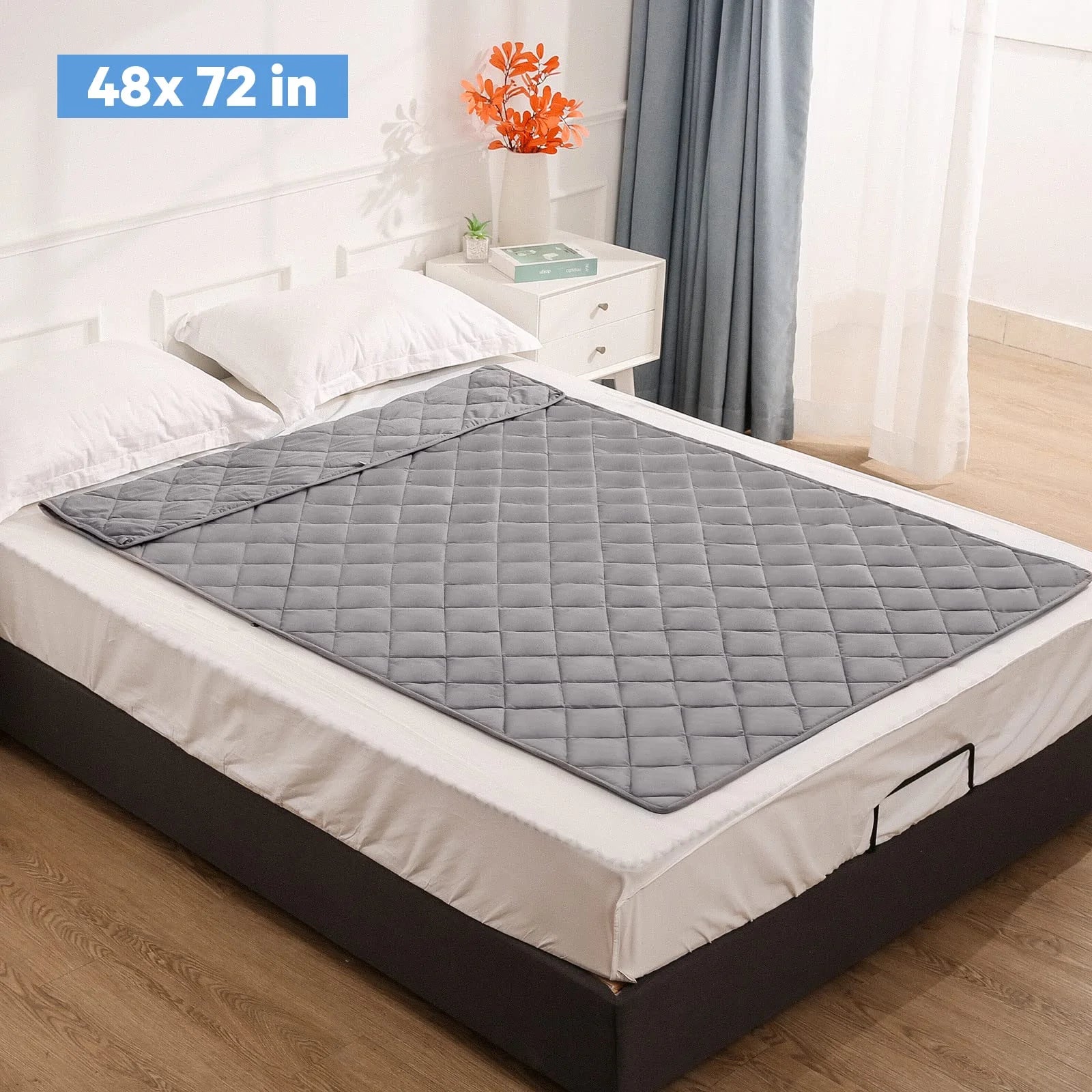 15lb Twin-Size Cooling Weighted Blanket (48"x72") - Breathable, Cozy Comfort for Restful Sleep, Gray