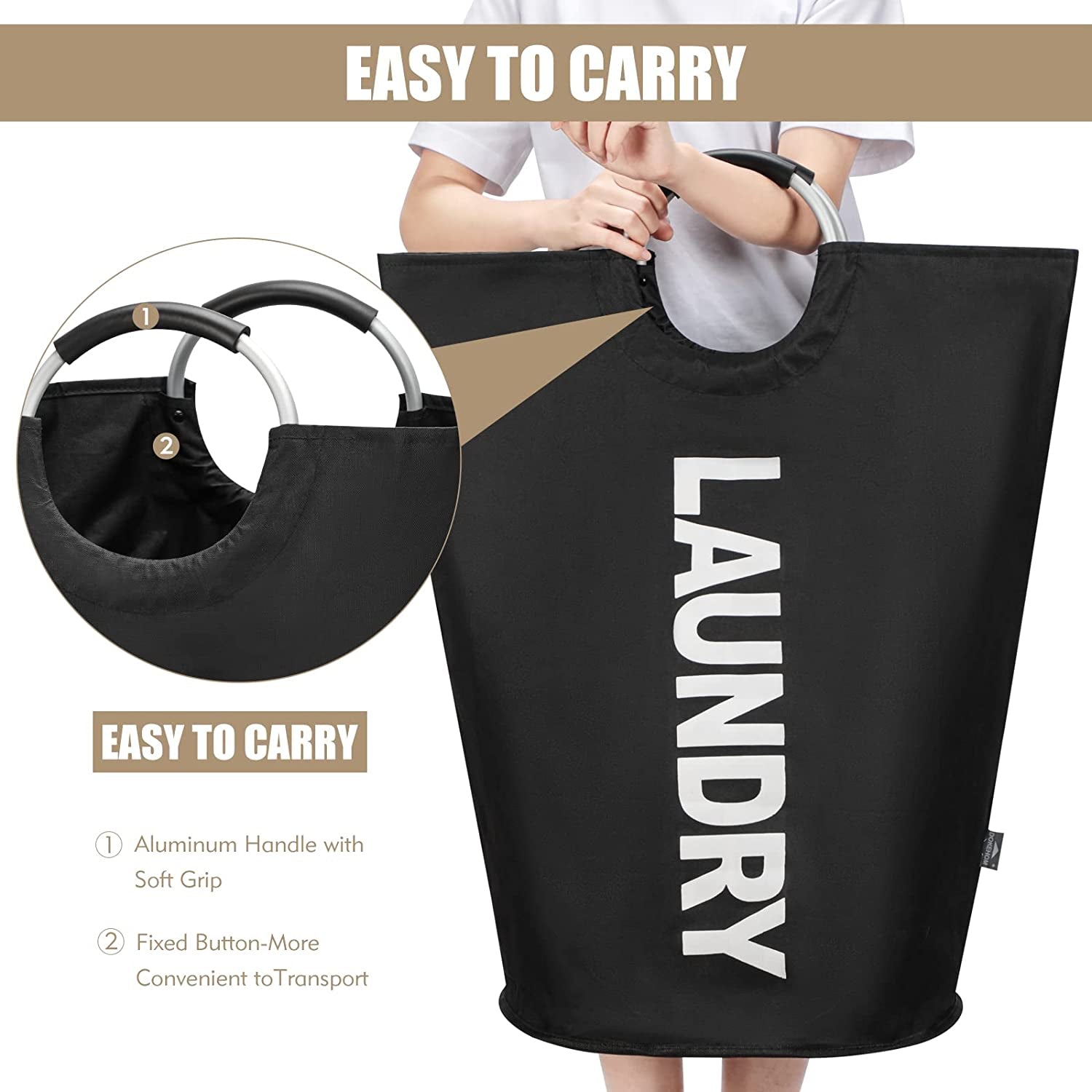 90L Sleek Collapsible Laundry Basket - Tall Freestanding Hamper, Space-Saving Foldable Washing Bin