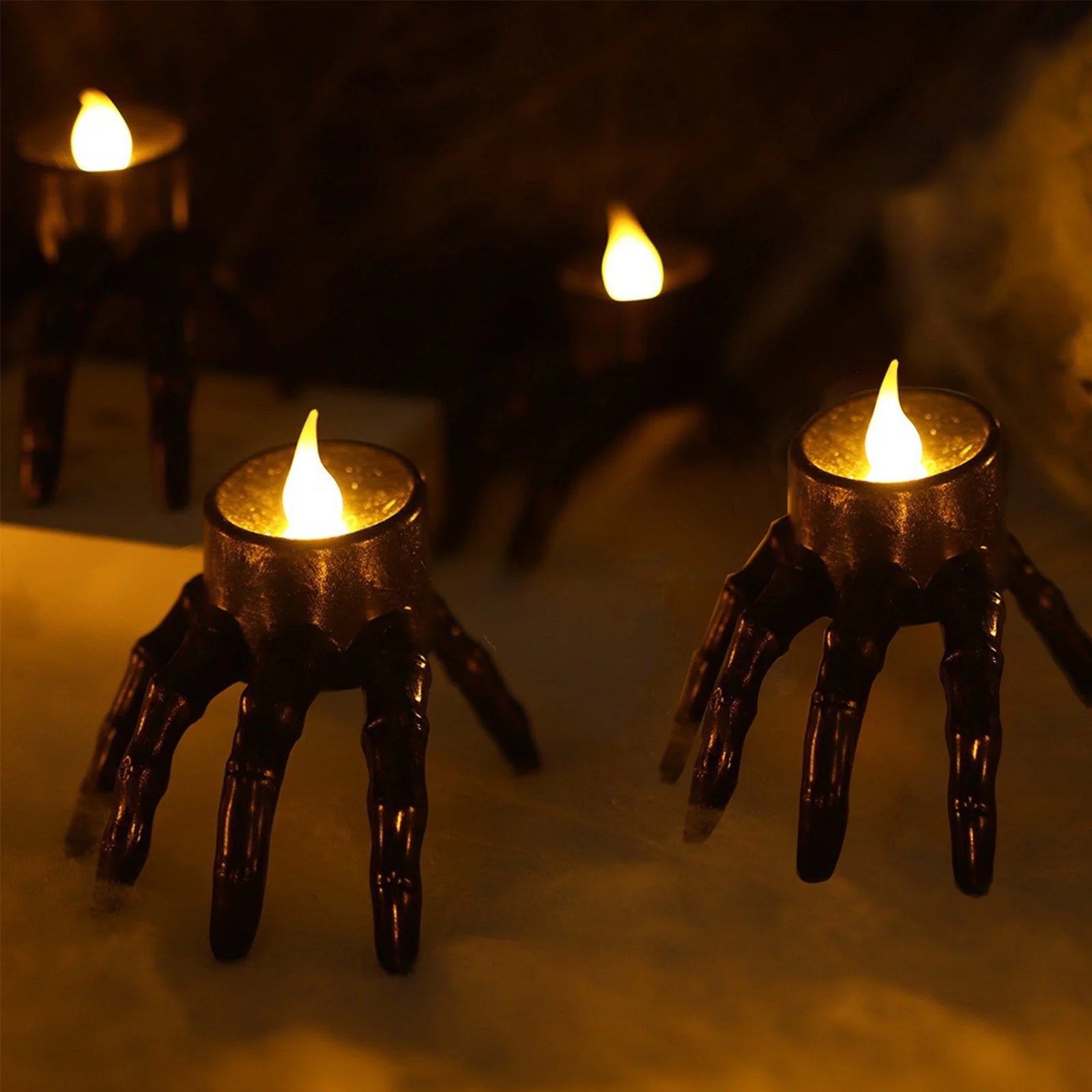 Spooky Skeleton Hand Flameless Candle Lamp - Perfect Halloween Decoration for Indoor and Outdoor Fun!