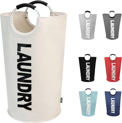 90L Sleek Collapsible Laundry Basket - Tall Freestanding Hamper, Space-Saving Foldable Washing Bin