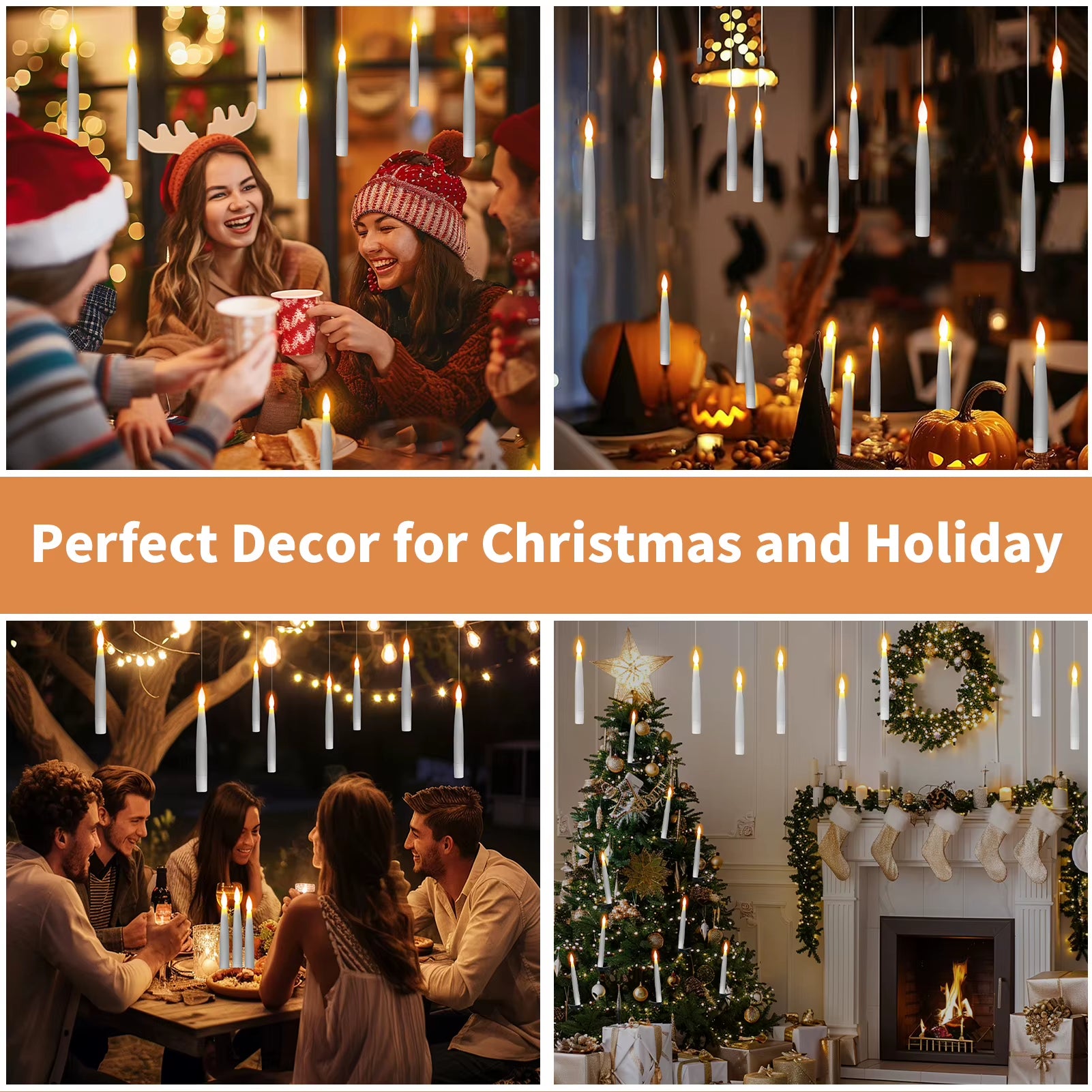 Elevate Your Decor with 12PC LED Floating Candles - Flameless, Flickering Magic Wand Timer for Weddings and Holidays!